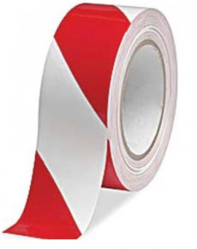 DU-TAPE  R-W გამაფრთხილებელი ლენტი PVC წითელი-თეთრი 48X25