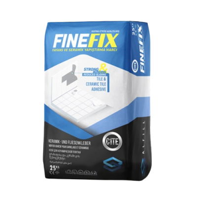 წებო-ცემენტი Alfill Finefix - 25კგ, ყინვაგამძლე, საშუალო ზომის ფილებისთვი