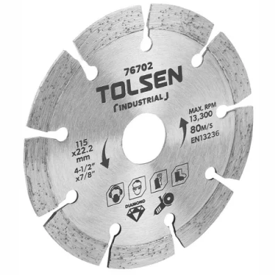 TOLSEN TOL442-76703 მეტლახის საჭრელი დისკი ჩაჭრილი 125X22.2mm