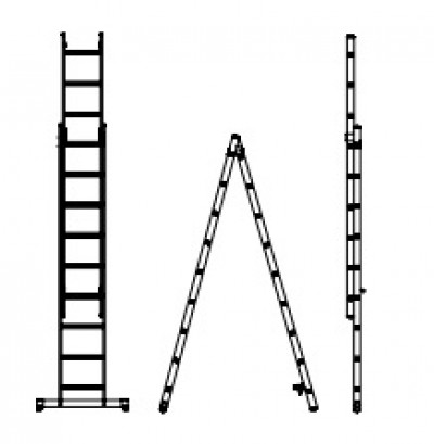 ალუმინის კიბე ორ სექციანი 2x7 საფეხური (A ტიპი) (7207-A)