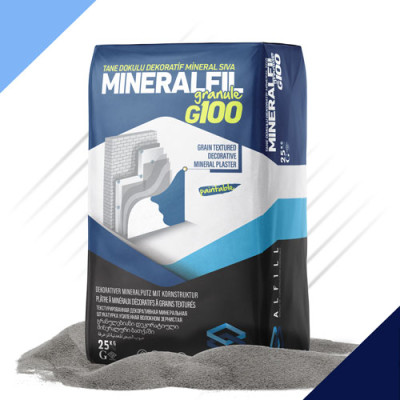 Alfill Mineralfil G100 25კგ დეკორატიული ფითხი(დაზოლილი) მიუნხენი 3მმ