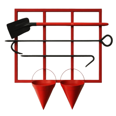 სახანძრო სტენდი კომპლექტში, მეტალის, ცეცხლმაქრების გარეშე